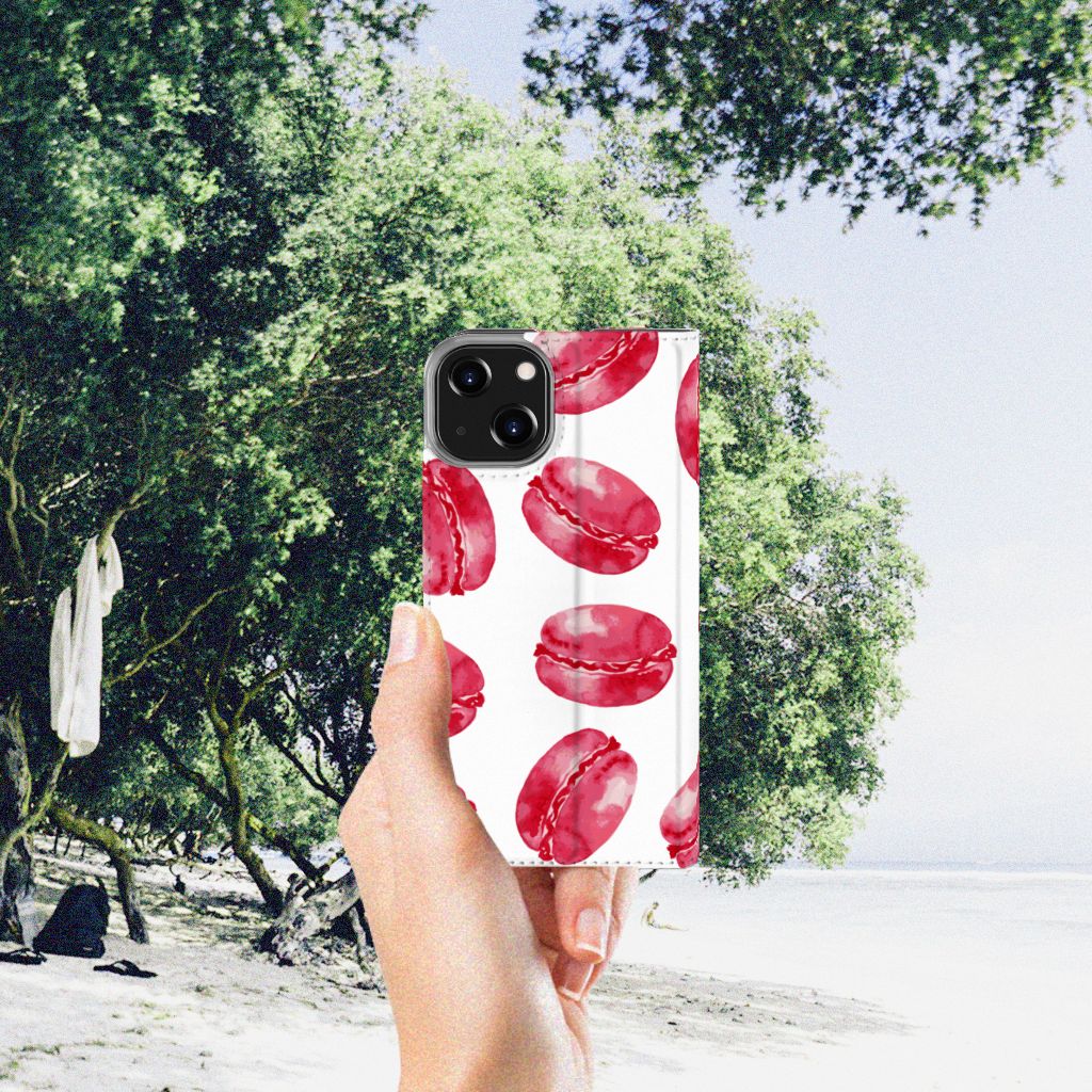 iPhone 14 Flip Style Cover Pink Macarons
