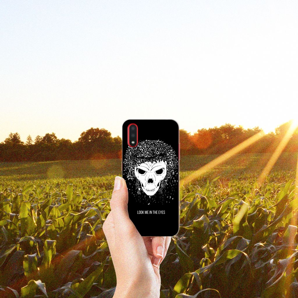 Silicone Back Case Samsung Galaxy A01 Skull Hair B2C Telecom