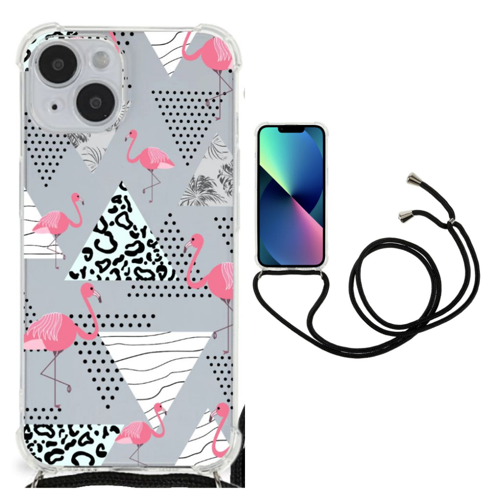 iPhone 14 Case Anti-shock Flamingo Triangle