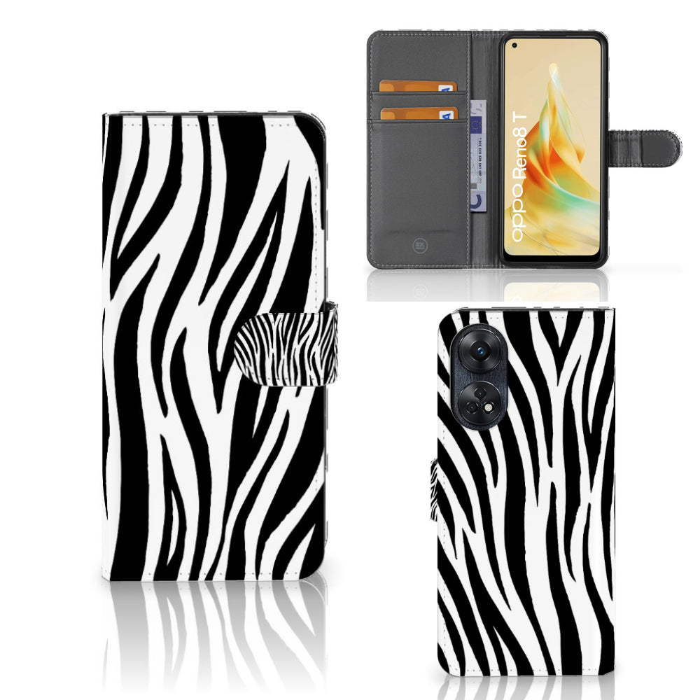 OPPO Reno8 T 4G Telefoonhoesje met Pasjes Zebra
