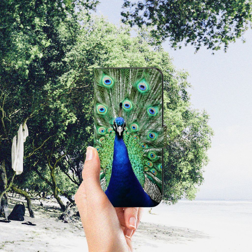 Samsung Galaxy A34 Telefoonhoesje met Pasjes Pauw