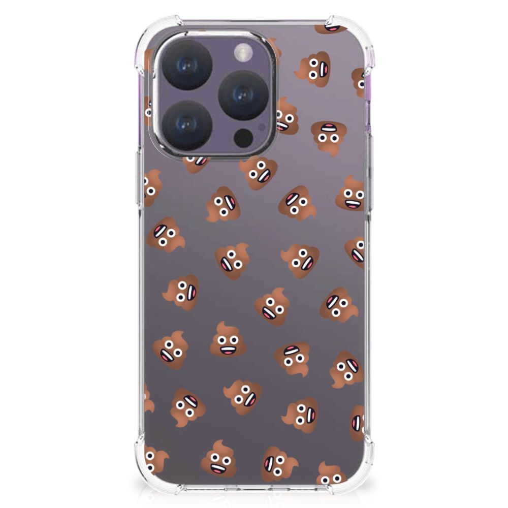 Doorzichtige Silicone Hoesje voor iPhone 15 Pro Poep Emojis B2C Telecom