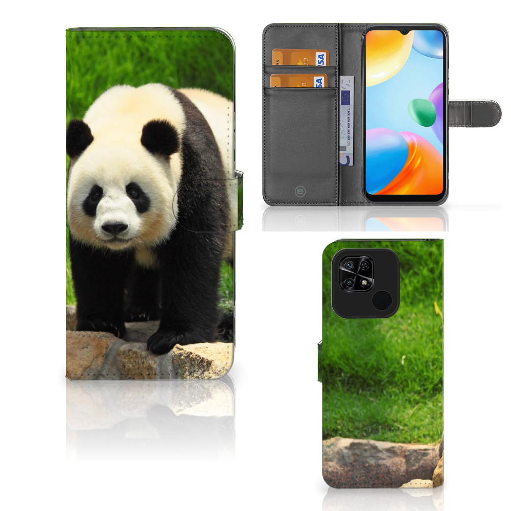 Xiaomi Redmi 10C Telefoonhoesje met Pasjes Panda