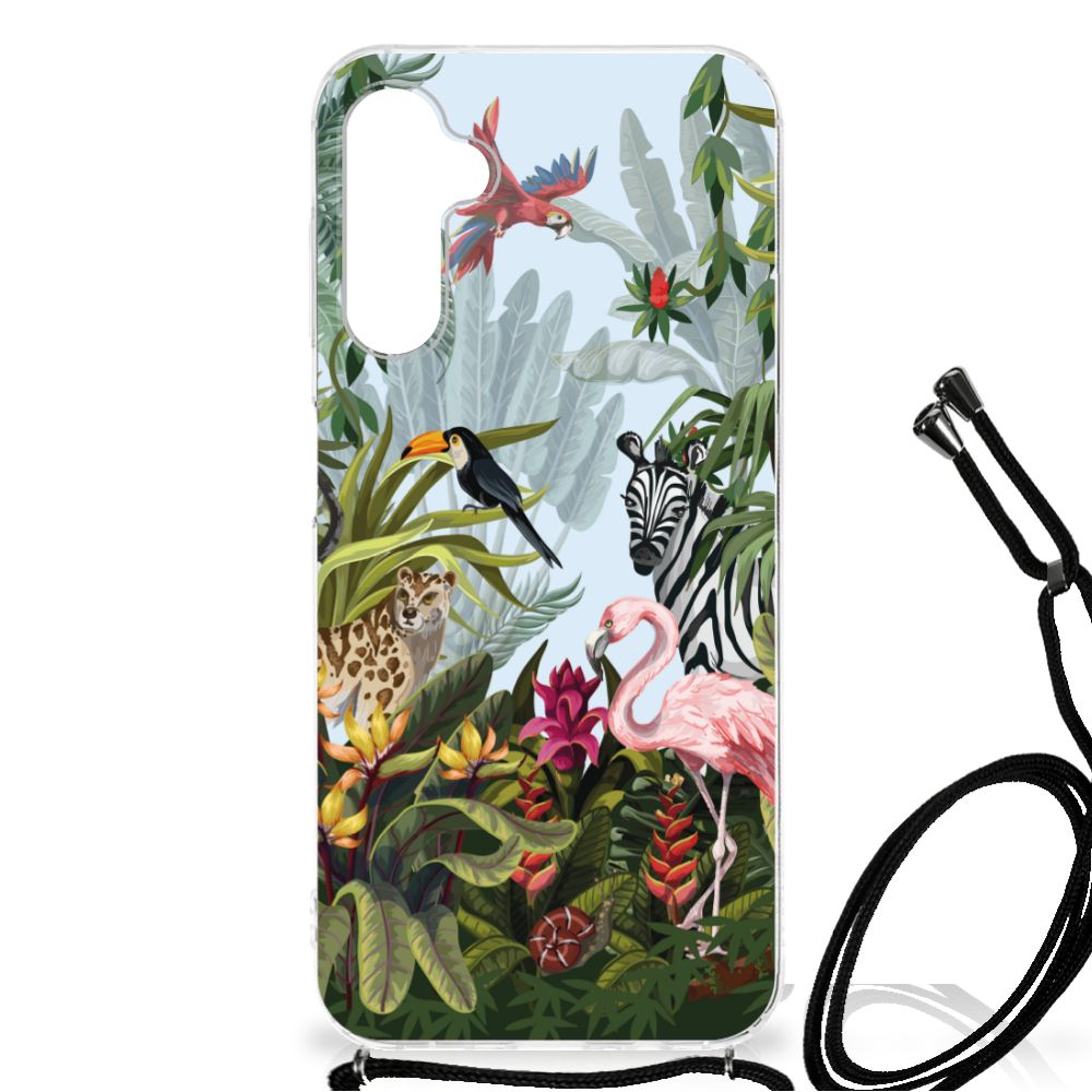 Case Anti-shock voor Samsung Galaxy A14 5G Jungle met jungle dieren en tropische planten