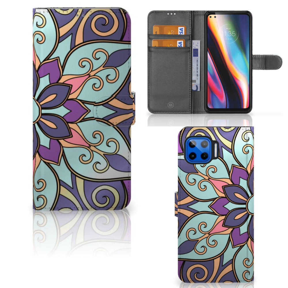 Motorola Moto G 5G Plus Hoesje Purple Flower