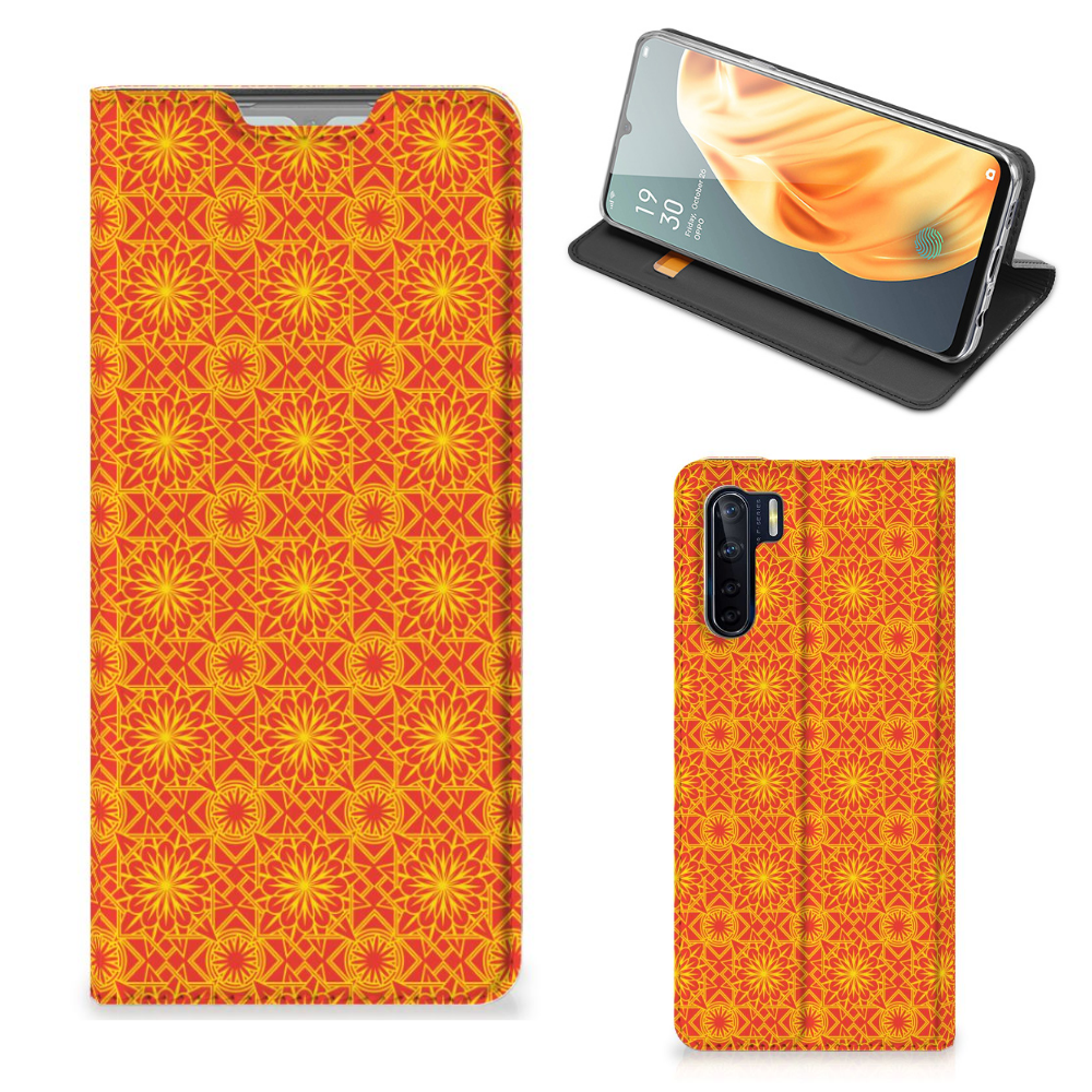 OPPO Reno3 | A91 Hoesje met Magneet Batik Oranje - B2C Telecom