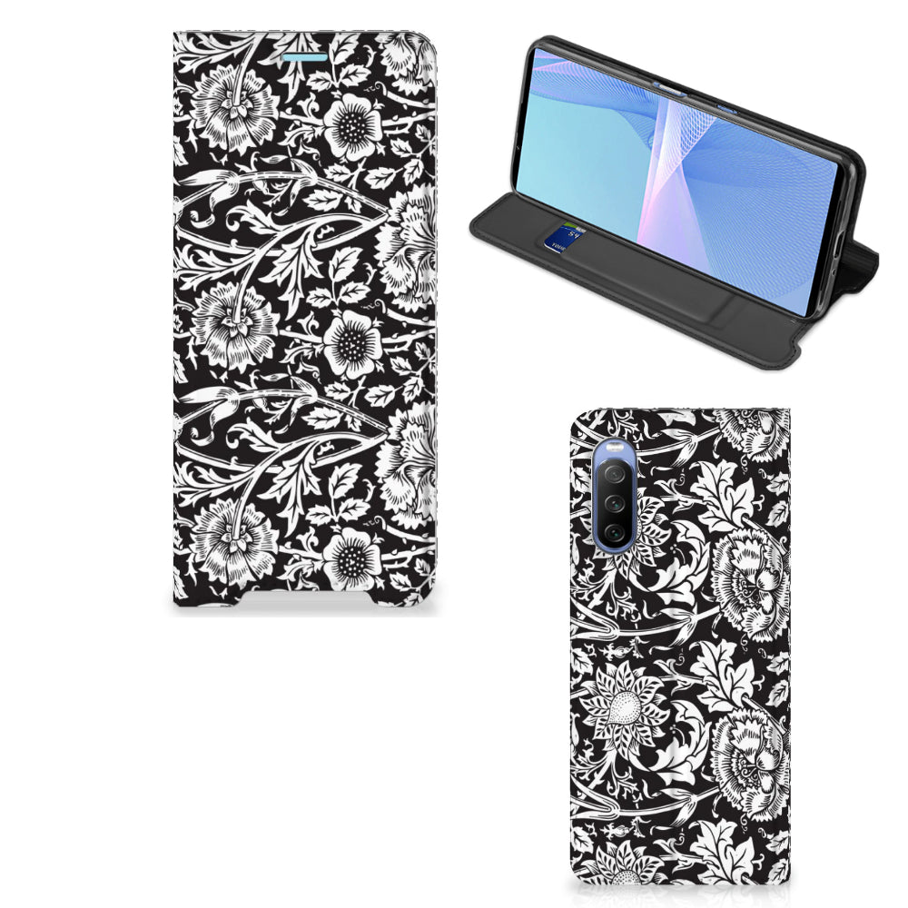 Sony Xperia 10 III Smart Cover Black Flowers