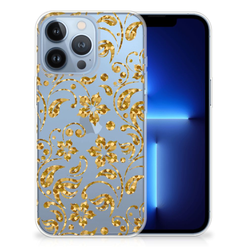 Apple iPhone 13 Pro TPU Case Gouden Bloemen B2C Telecom
