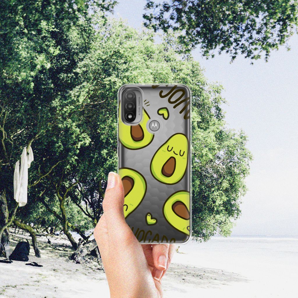 Motorola Moto E20 | E40 Telefoonhoesje met Naam Avocado Singing B2C Telecom