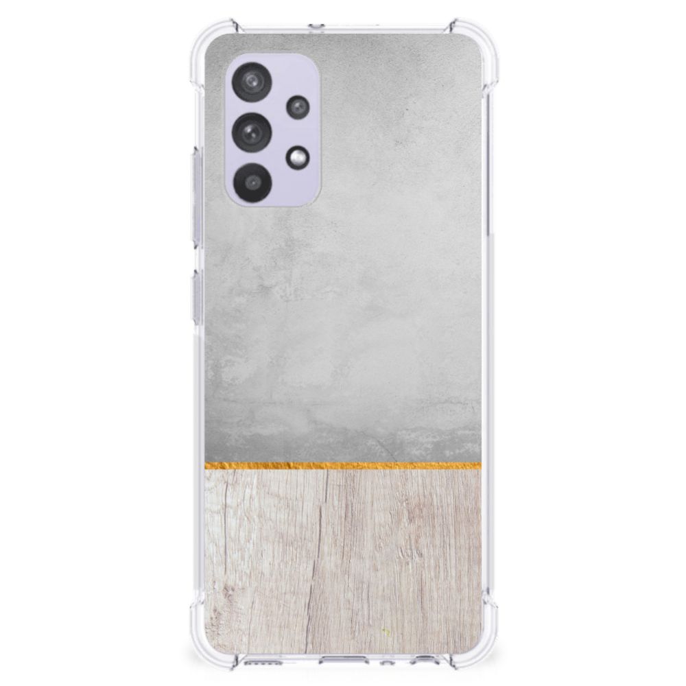 Samsung Galaxy A32 4G | A32 5G Enterprise Editie Stevig Telefoonhoesje Wood Concrete B2C Telecom