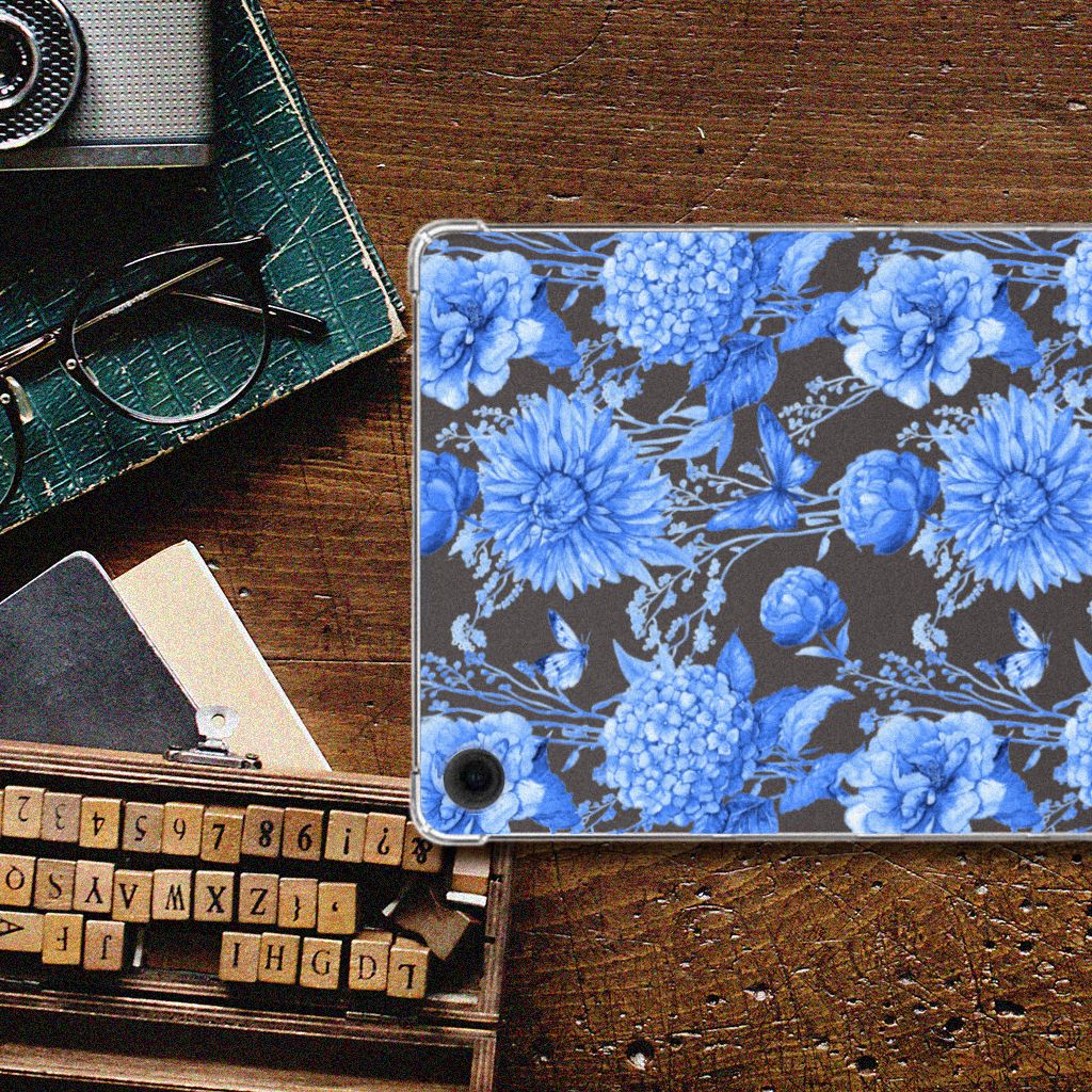 Siliconen Hoesje voor Samsung Galaxy Tab A9 Plus Flowers Blue
