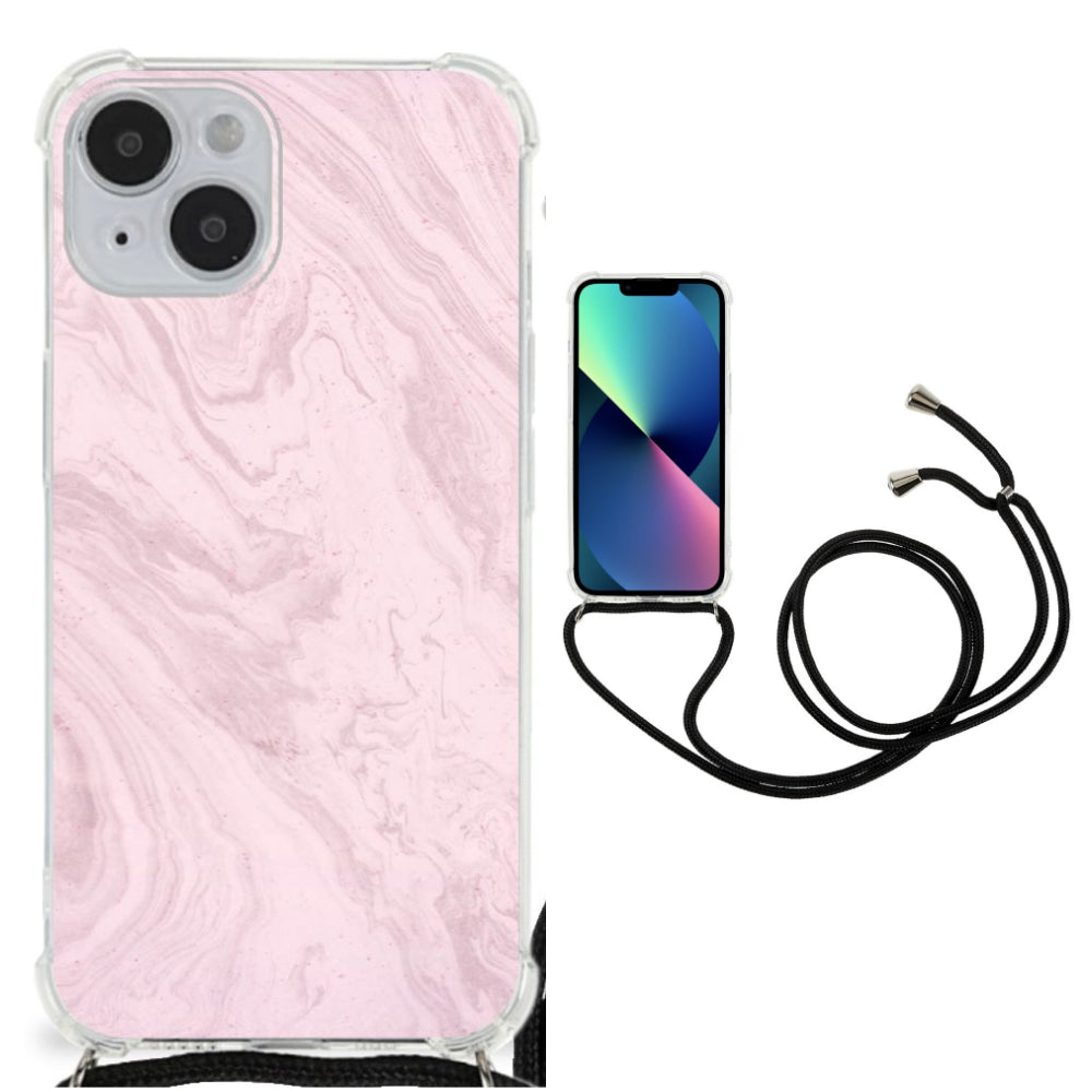 iPhone 14 Anti-Shock Hoesje Marble Pink - Origineel Cadeau Vriendin
