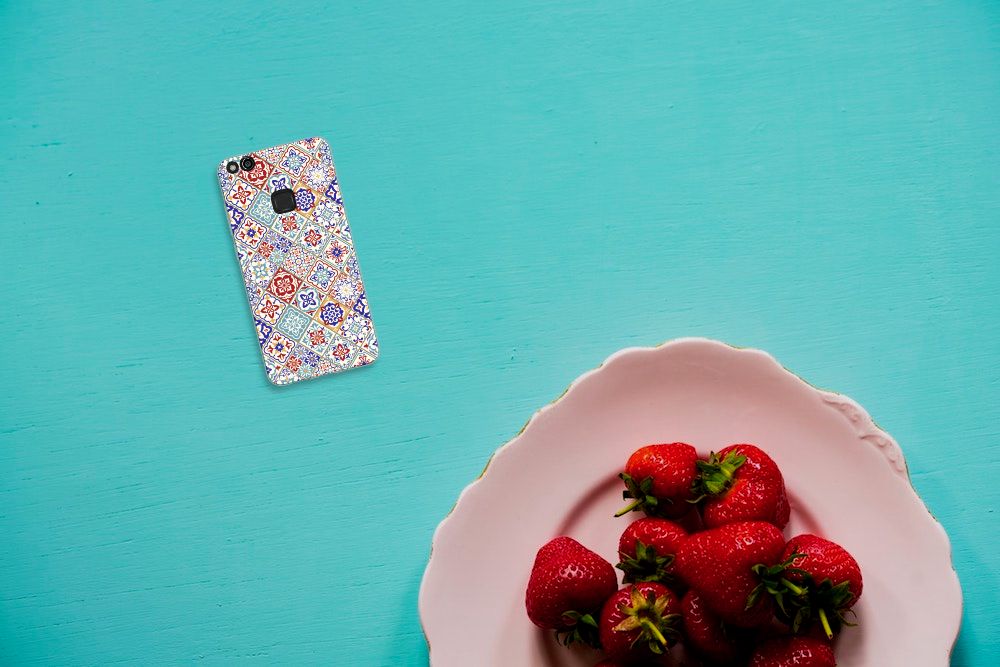 Huawei P10 Lite TPU Siliconen Hoesje Tiles Color