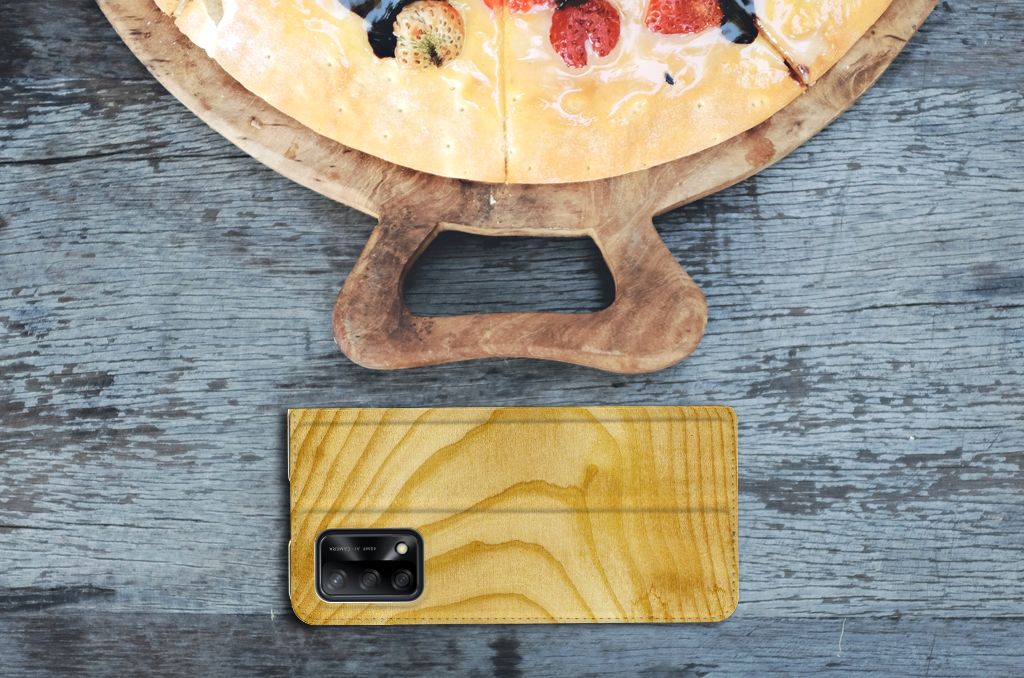 OPPO A74 4G Book Wallet Case Licht Hout - B2C Telecom
