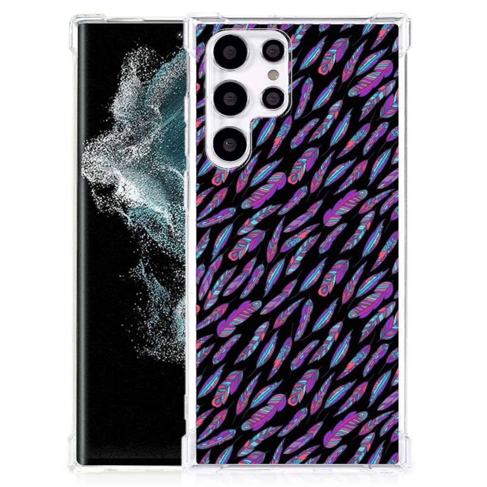 Samsung Galaxy S22 Ultra Doorzichtige Silicone Hoesje Feathers Color B2C Telecom