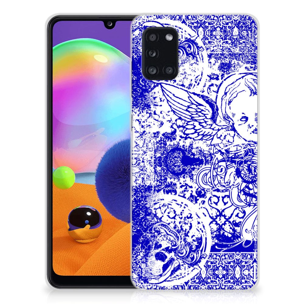 Silicone Back Case Samsung Galaxy A31 Angel Skull Blauw B2C Telecom