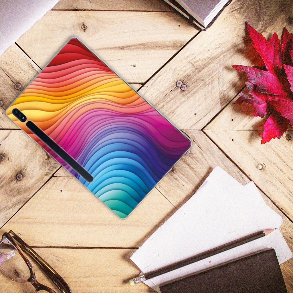 Back Cover voor Samsung Galaxy Tab S7 Plus | S8 Plus Regenboog