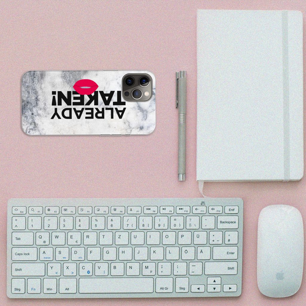 iPhone 12 Pro Max Siliconen hoesje met naam Already Taken White B2C Telecom