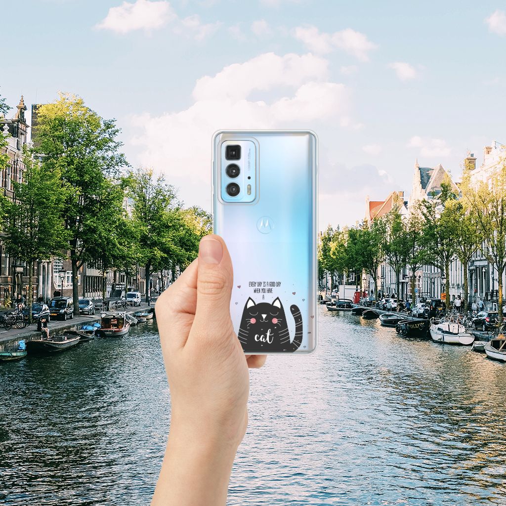Motorola Edge 20 Pro Telefoonhoesje met Naam Cat Good Day B2C Telecom