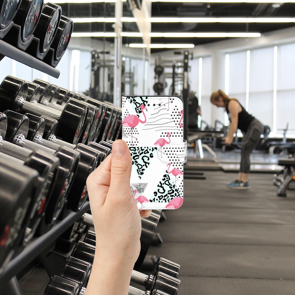 Samsung Galaxy Xcover 3 | Xcover 3 VE Telefoonhoesje met Pasjes Flamingo Triangle