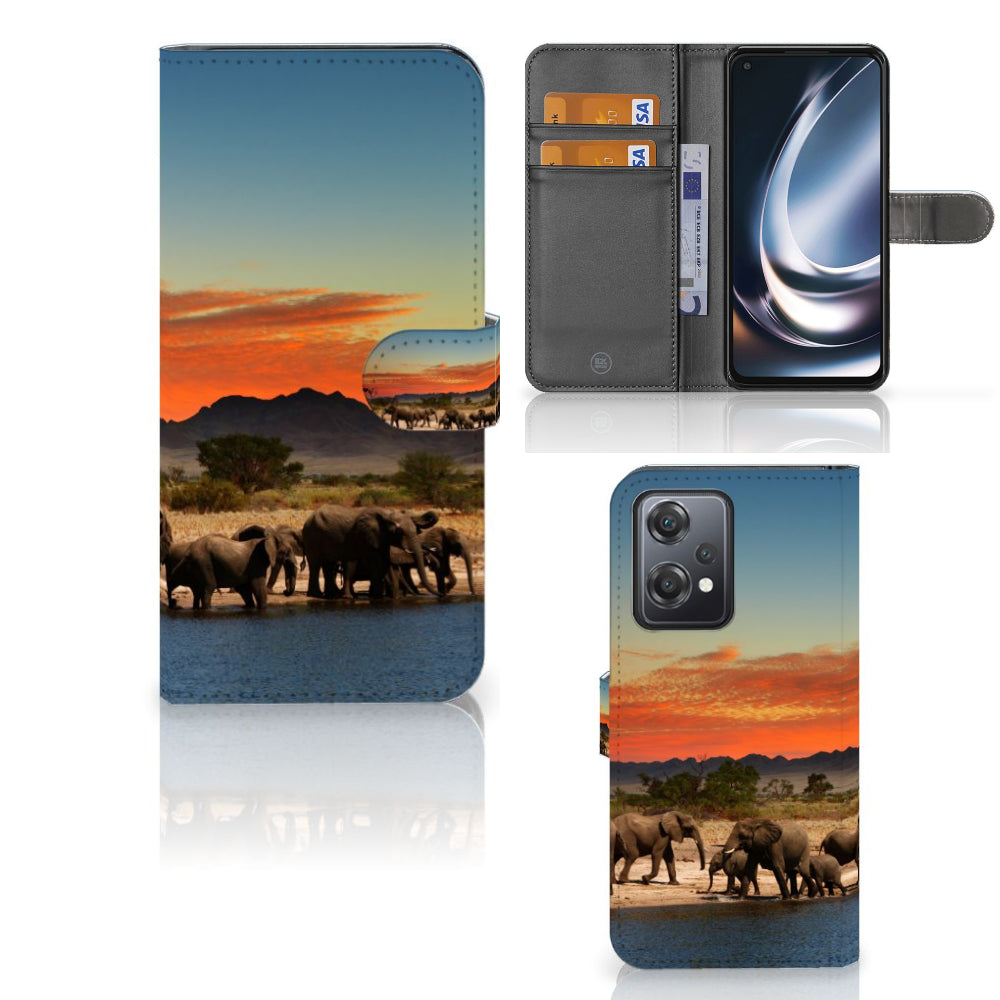 OnePlus Nord CE 2 Lite Telefoonhoesje met Pasjes Olifanten