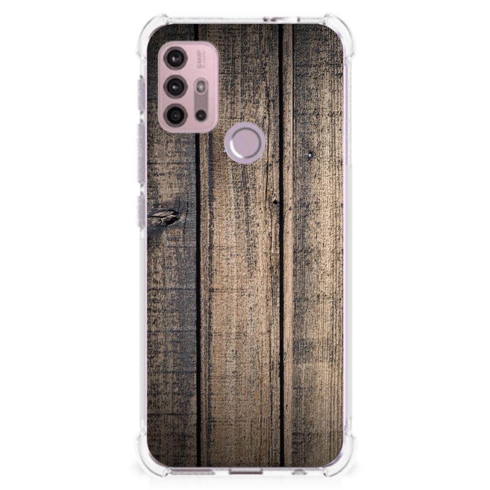 Motorola Moto G30 | G20 | G10 Stevig Telefoonhoesje Steigerhout B2C Telecom