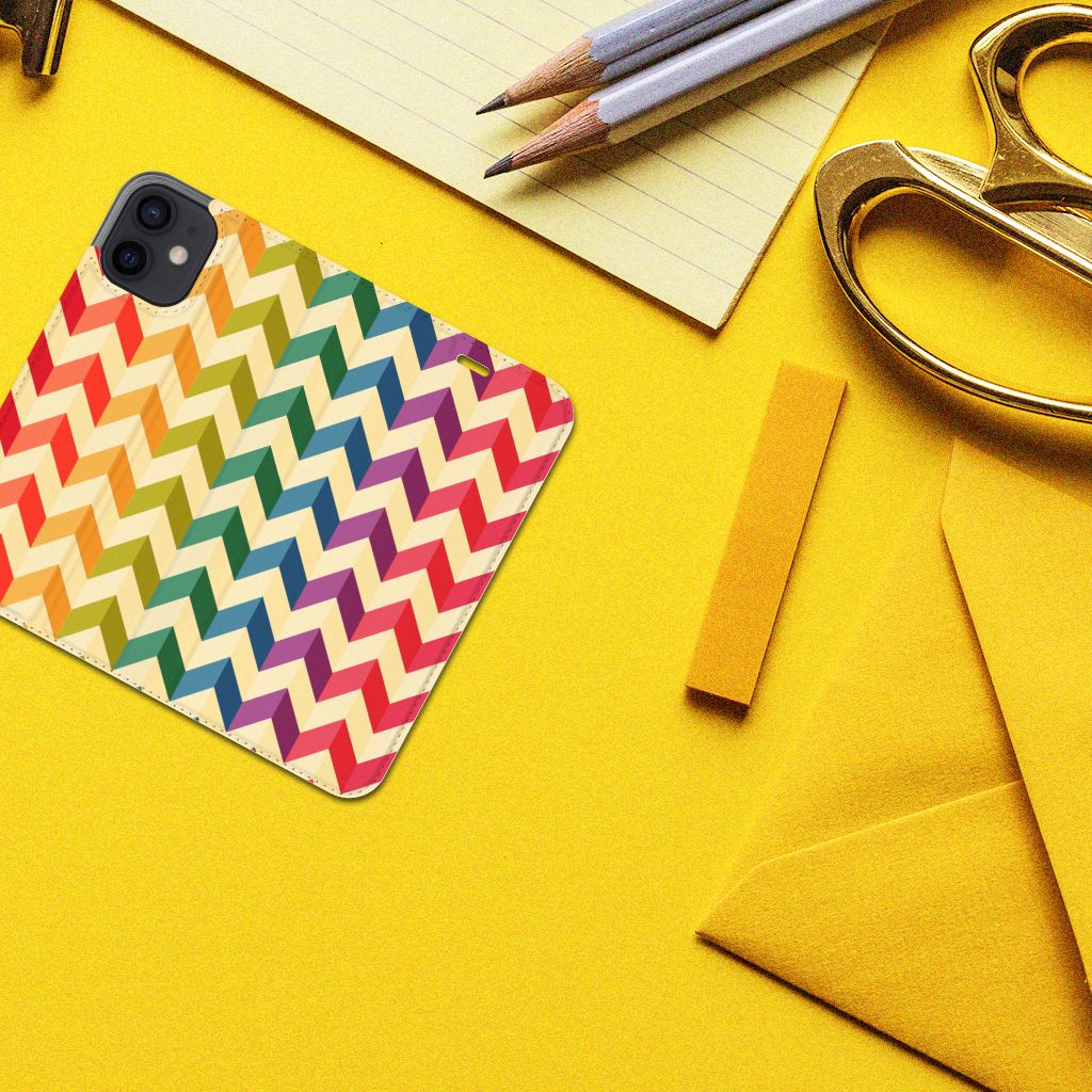 iPhone 12 Mini Hoesje met Magneet Zigzag Multi Color - B2C Telecom
