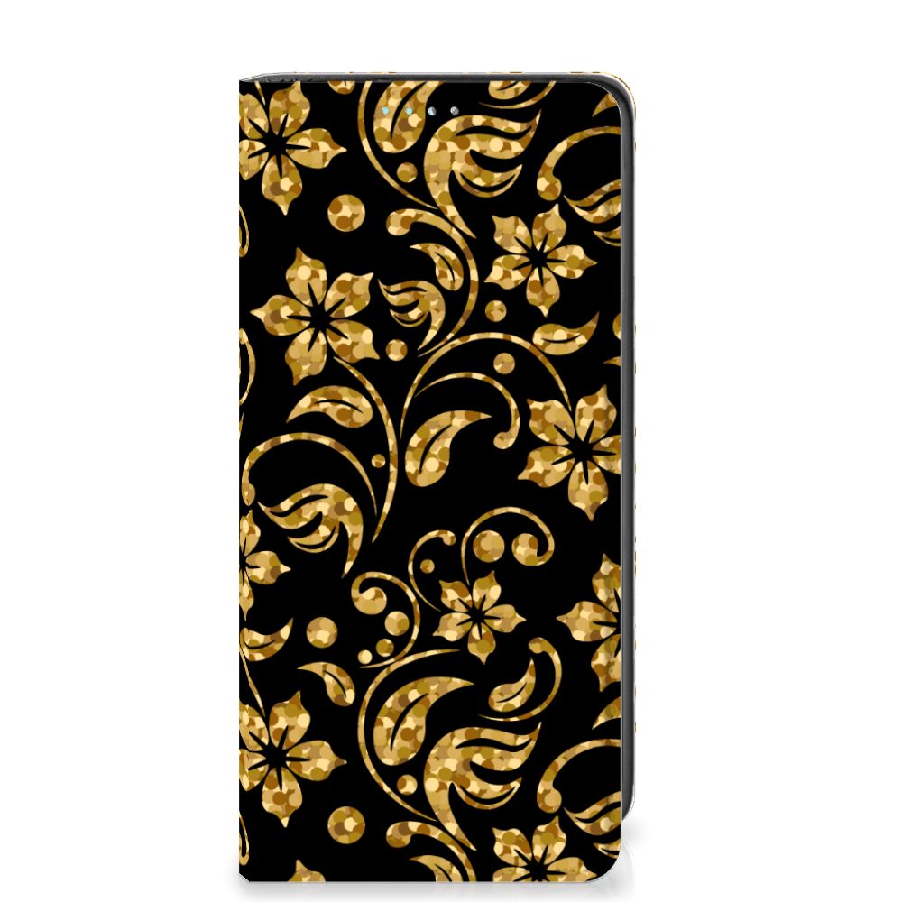 Samsung Galaxy A41 Smart Cover Gouden Bloemen - B2C Telecom