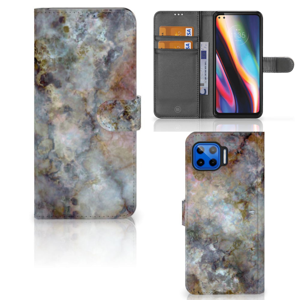 Motorola Moto G 5G Plus Bookcase Marmer Grijs