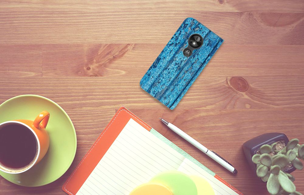 Motorola Moto E5 Play Book Wallet Case Wood Blue