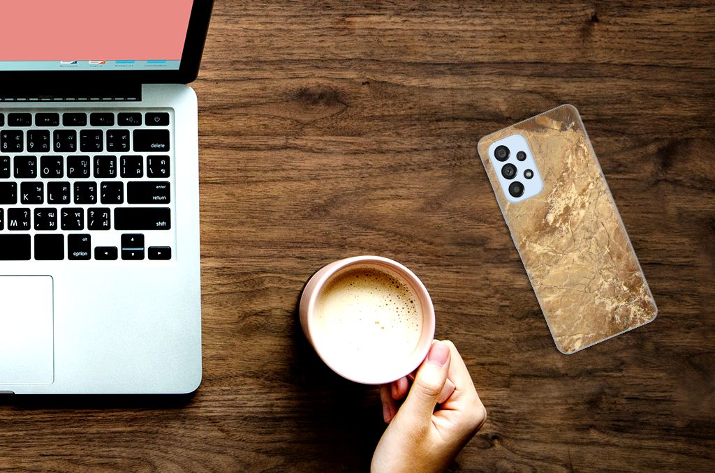 Samsung Galaxy A53 5G TPU Siliconen Hoesje Marmer Creme B2C Telecom