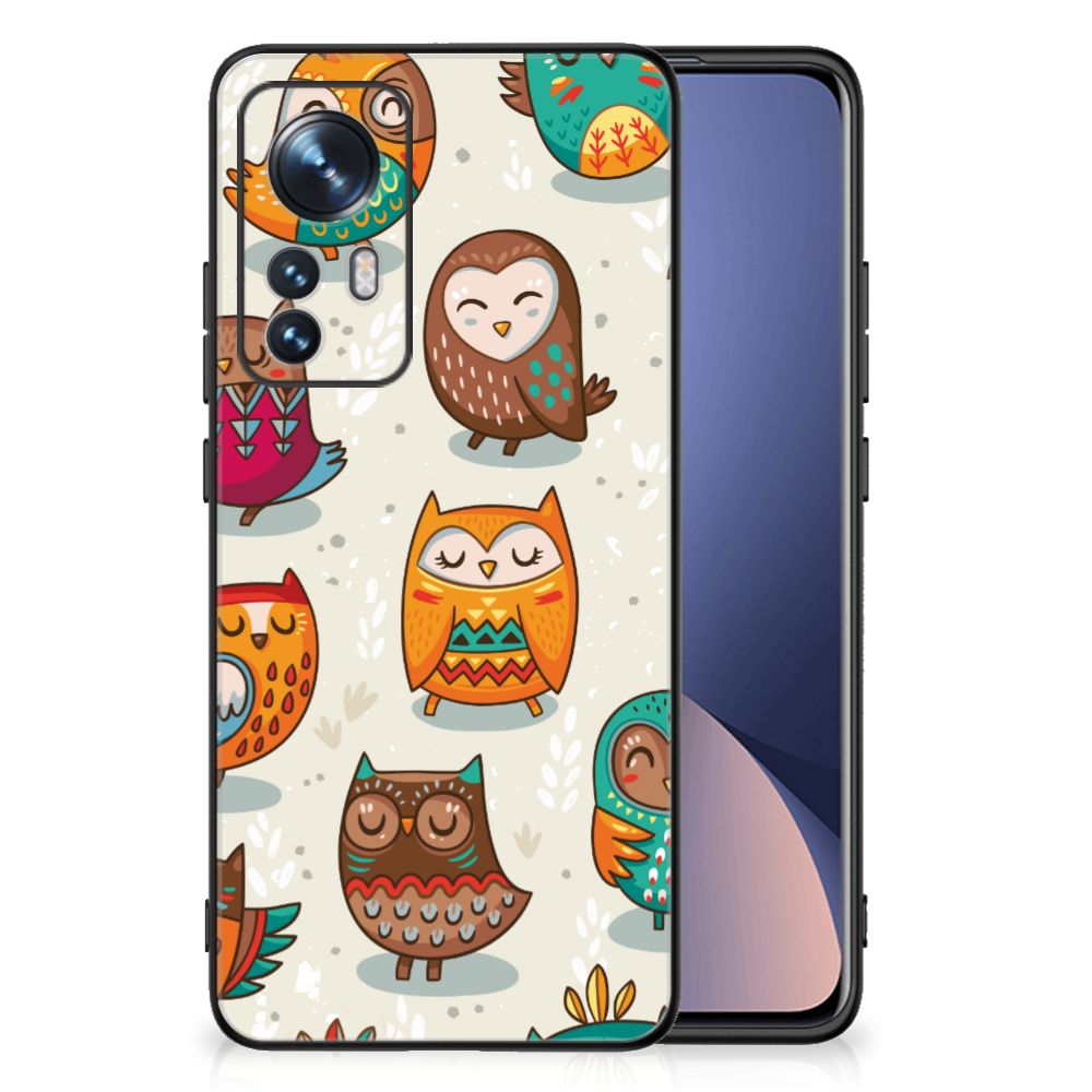 Xiaomi 12 | 12X Dierenprint Telefoonhoesje Vrolijke Uilen B2C Telecom
