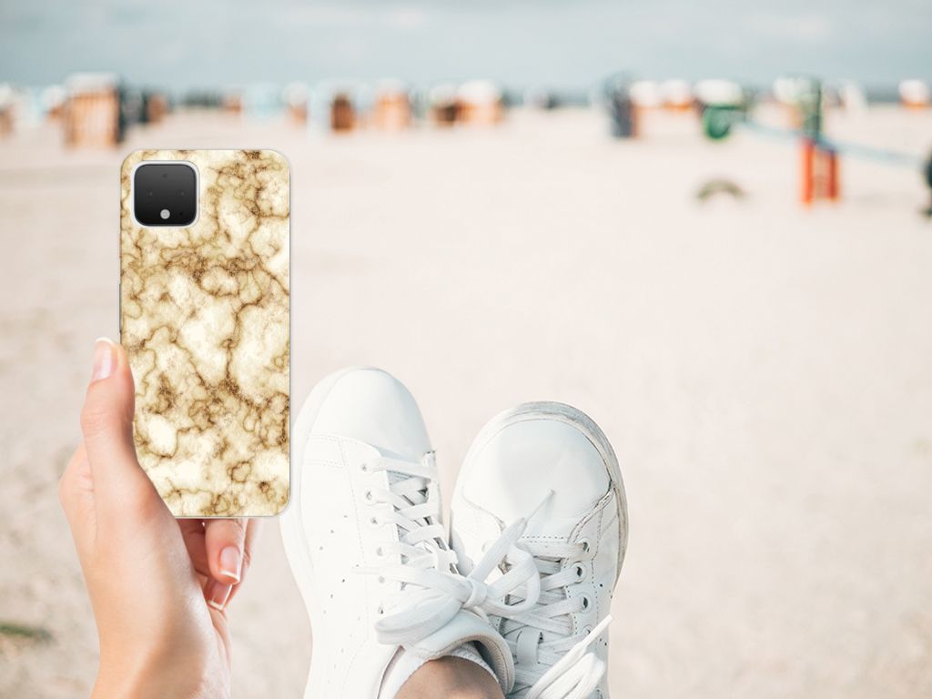 Google Pixel 4 TPU Siliconen Hoesje Marmer Goud B2C Telecom