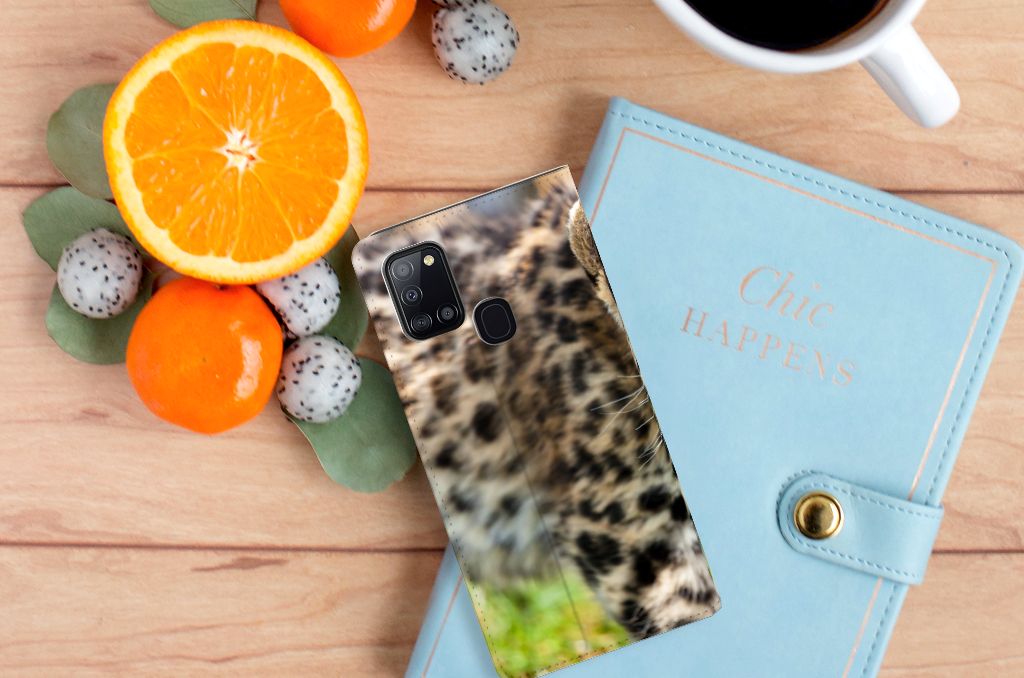 Samsung Galaxy A21s Hoesje maken Baby Luipaard - B2C Telecom