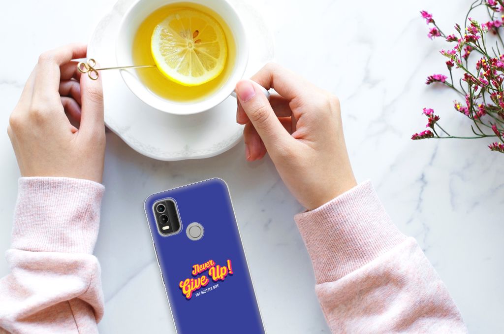 Nokia C21 Plus Siliconen hoesje met naam Never Give Up B2C Telecom