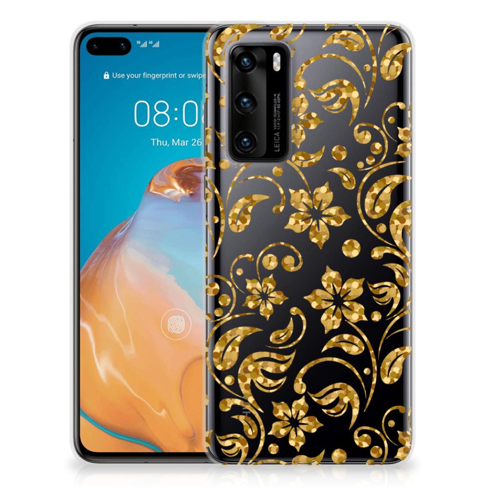 Huawei P40 TPU Case Gouden Bloemen
