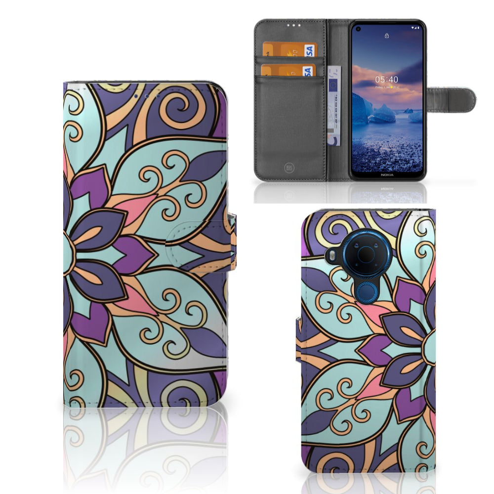 Nokia 5.4 Hoesje Purple Flower