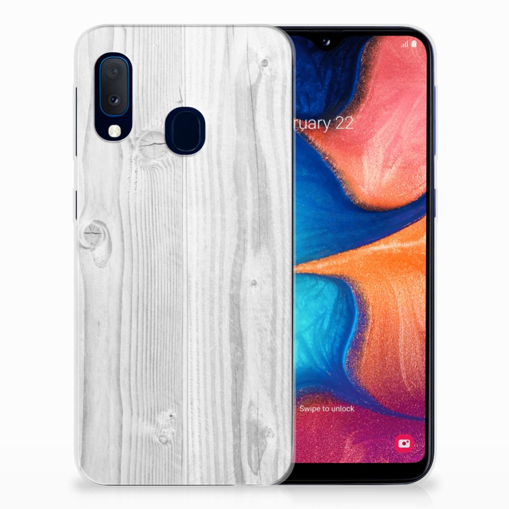Samsung Galaxy A20e Bumper Hoesje White Wood