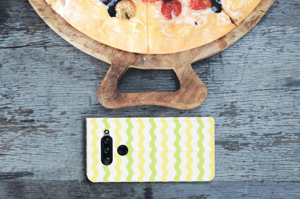 LG V40 Thinq Hoesje met Magneet Waves Yellow