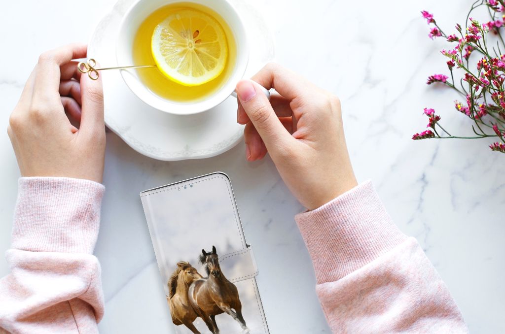OPPO Reno4 Z Telefoonhoesje met Pasjes Paarden