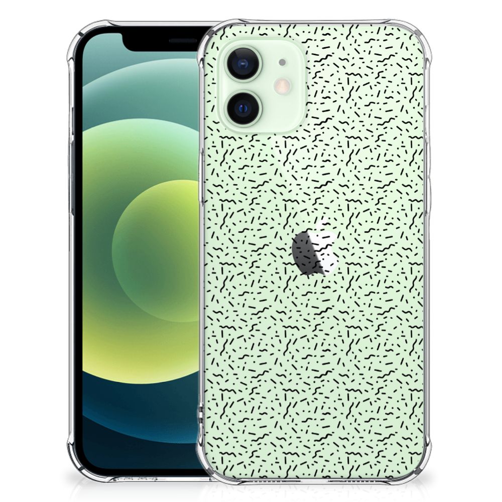 iPhone 12 Mini Doorzichtige Silicone Hoesje Stripes Dots B2C Telecom