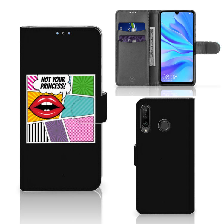 Huawei P30 Lite (2020) Wallet Case met Pasjes Popart Princess