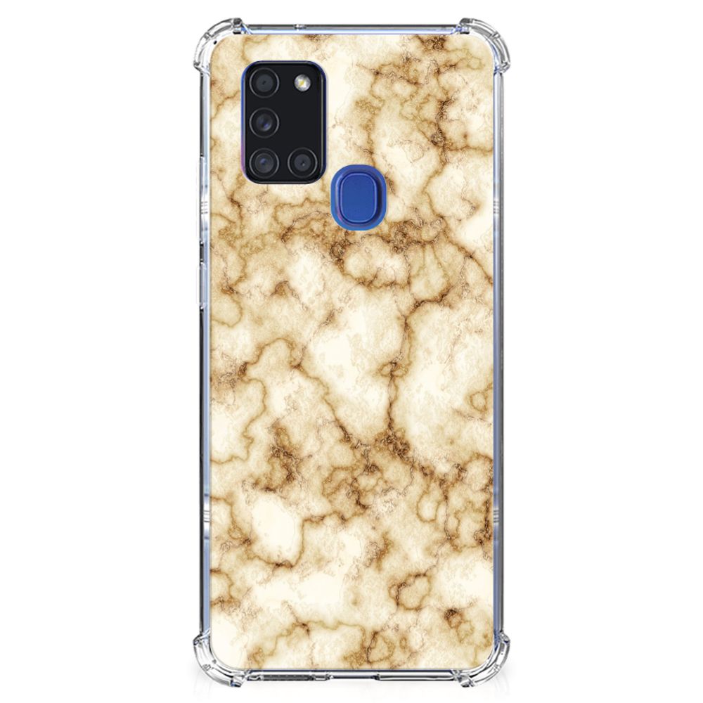 Samsung Galaxy A21s Anti-Shock Hoesje Marmer Goud B2C Telecom