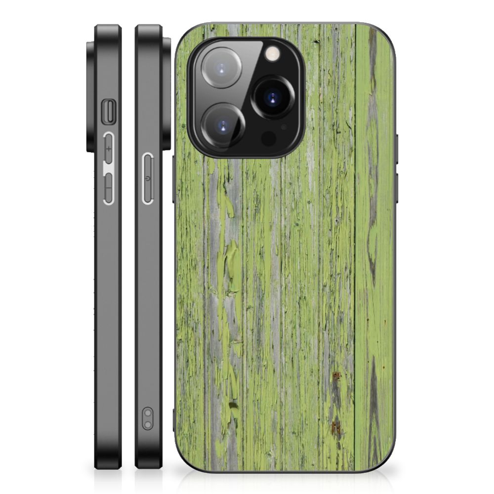 iPhone 14 Pro Houten Print Telefoonhoesje Green Wood