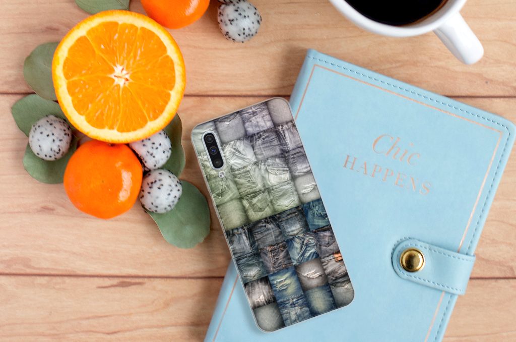Silicone Back Cover Samsung Galaxy A50 Spijkerbroeken