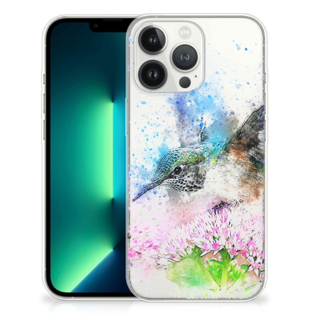 Hoesje maken iPhone 13 Pro Max Vogel met kolibrie en bloemen in artistiek ontwerp đ¸