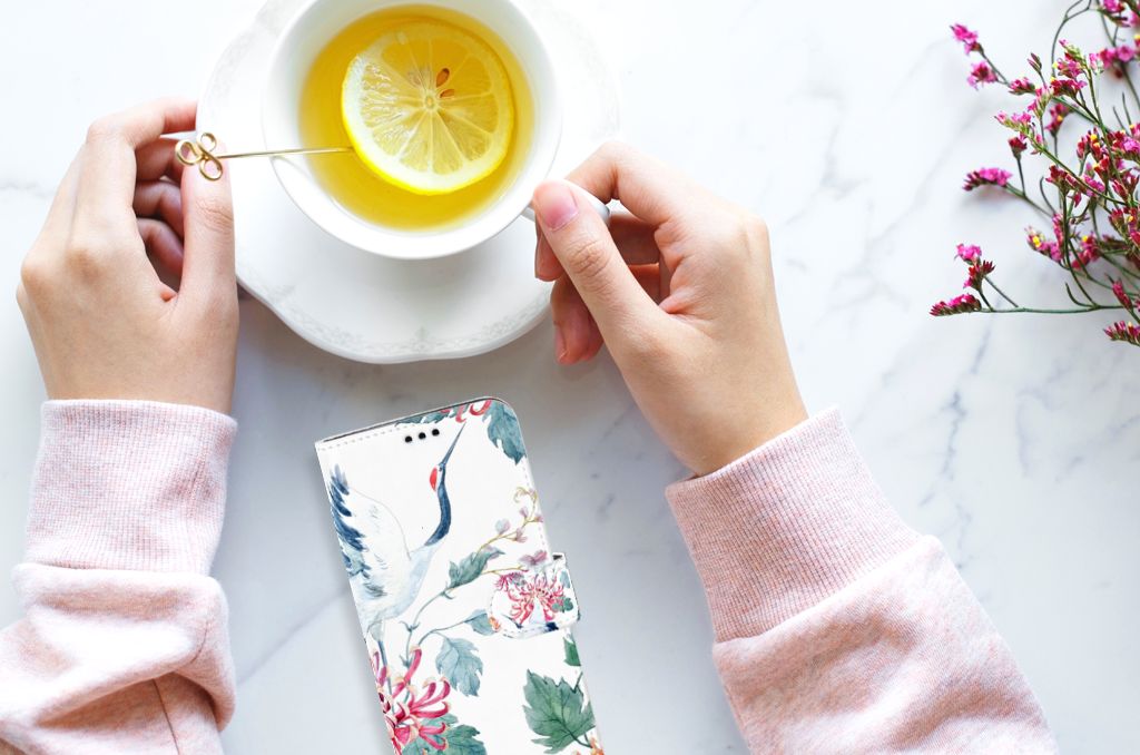 Samsung Galaxy S9 Plus Telefoonhoesje met Pasjes Bird Flowers