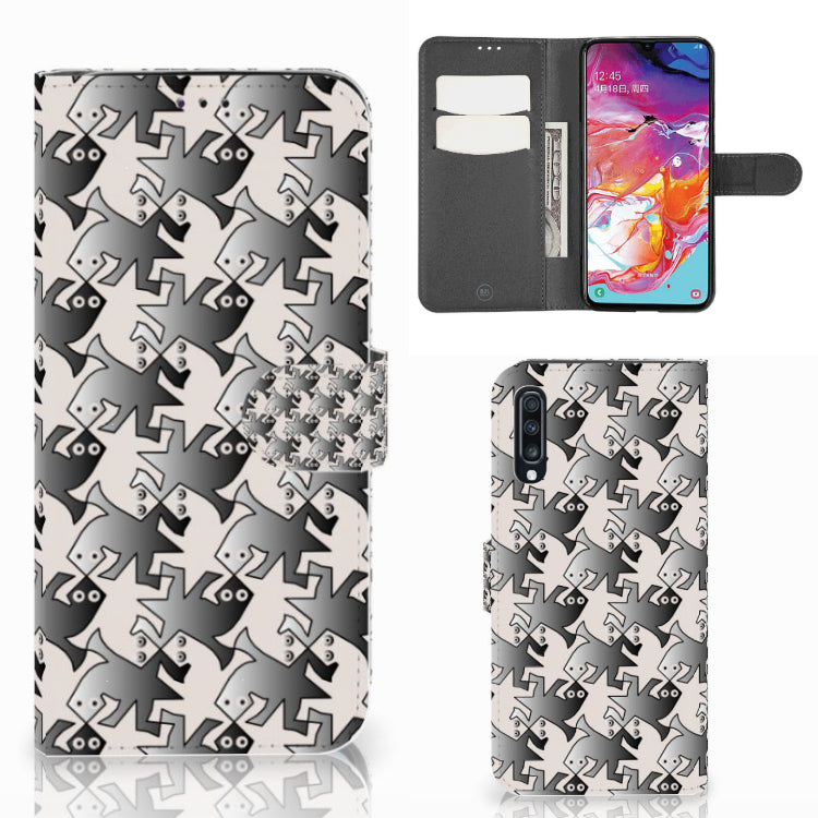 Samsung Galaxy A70 Telefoonhoesje met Pasjes Salamander Grey