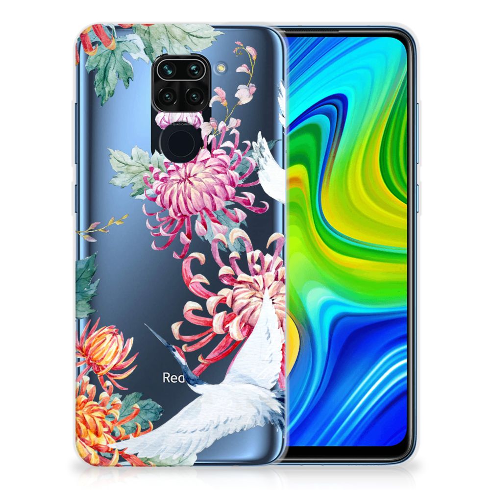 Xiaomi Redmi Note9 TPU Hoesje Bird Flowers