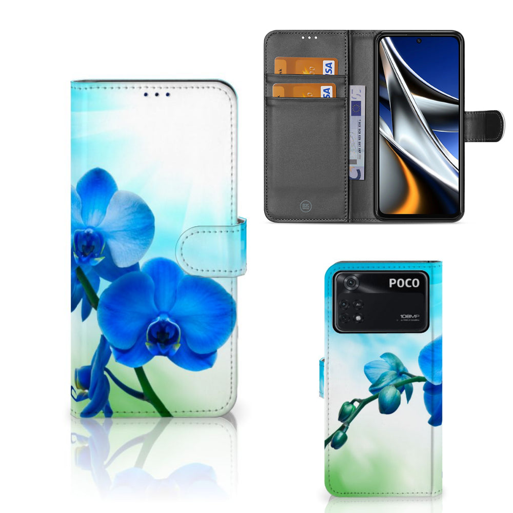 Xiaomi Poco X4 Pro 5G Hoesje Orchidee Blauw - Cadeau voor je Moeder